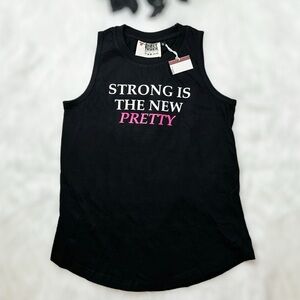 Black Athleisure Tank Top Womens Sleeveless Workout Top Strong is the Nw Pretty